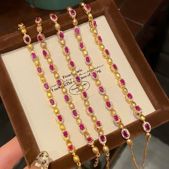 Lab created Ruby Bracelet - Picture 2 of 13